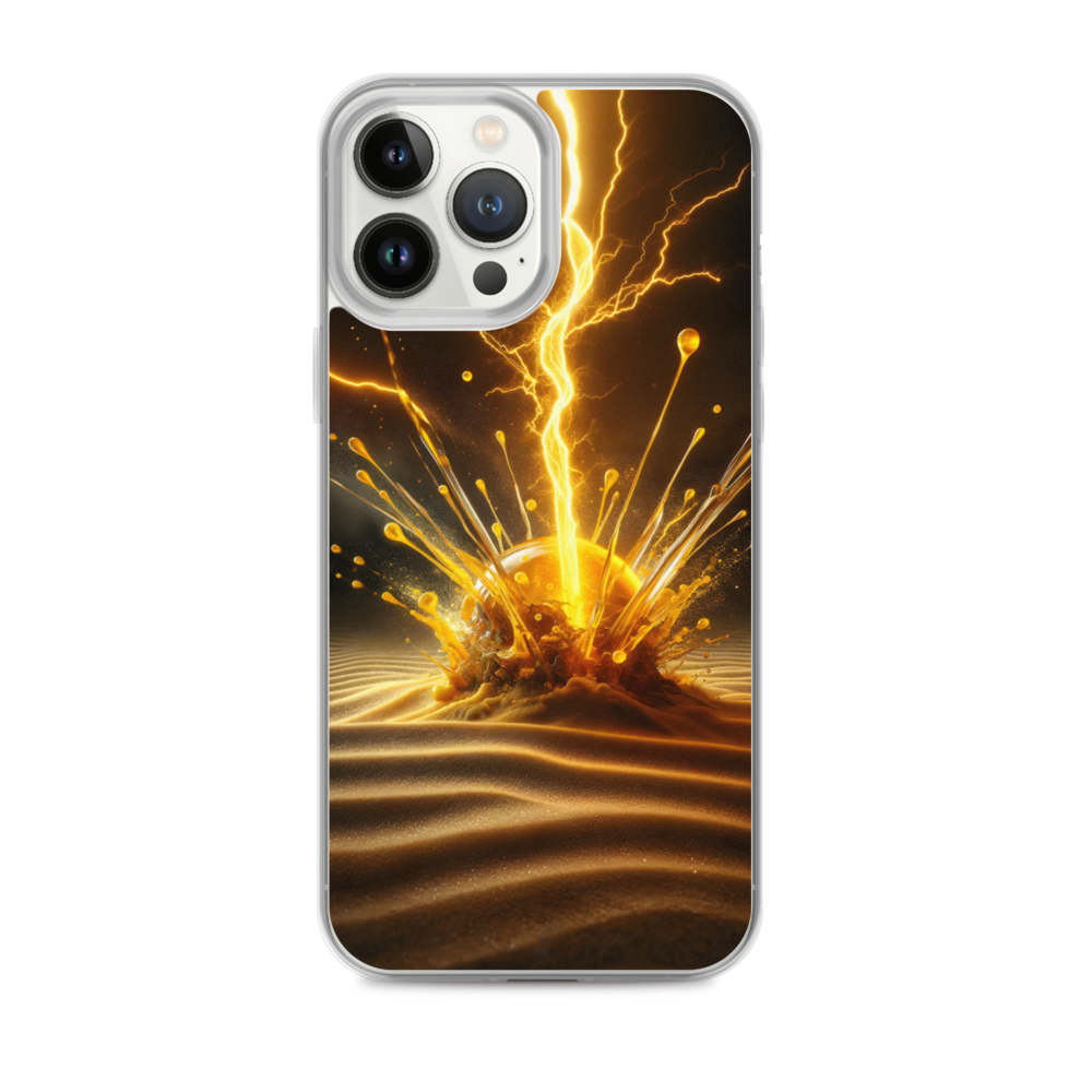 Clear Case for iPhone 13 Pro Max - Yellow Lightning on Sand